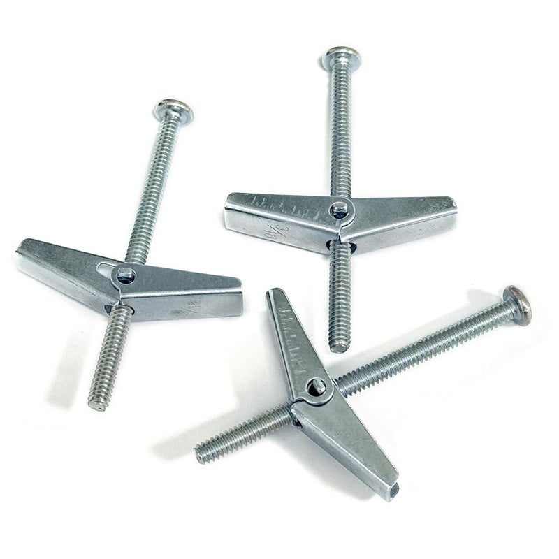 Instockbolts براغي توغل 1/8" x 2" وصمولة جناح - مثبتات توغل الربيع - مثبتات حائط ثقيلة للحوائط الجافة، فولاذ كربوني 20 قطعة - Image 5